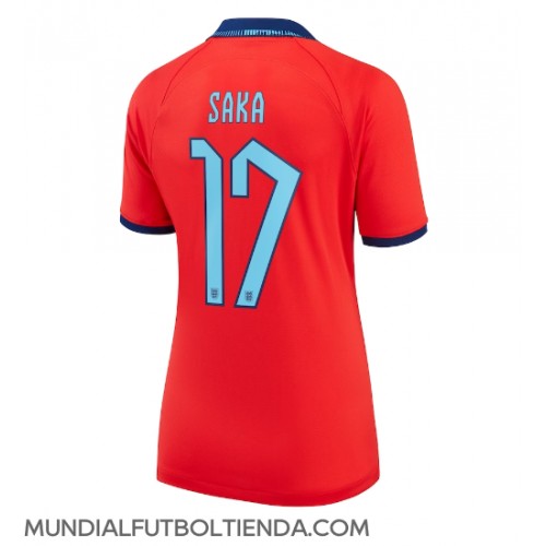 Camiseta Inglaterra Bukayo Saka #17 Segunda Equipación Replica Mundial 2022 para mujer mangas cortas